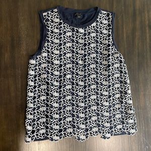 Ann Taylor Navy and White Lace Tank